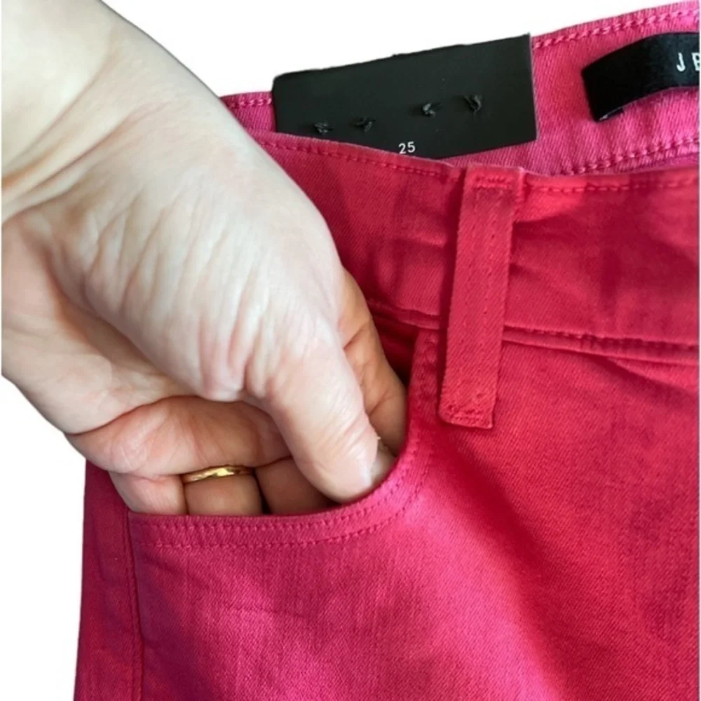 J Brand Women's Alana Coated‎ Dizzy Pink High Rise Crop Skinny Pants Sz. 25 NWT